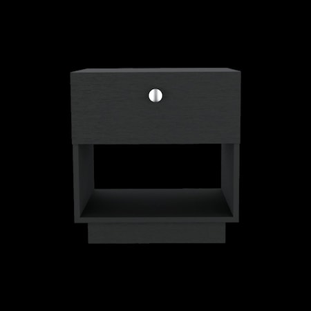Tuhome Paris 1 Drawer Nightstand, Open Lower Shelf, Black MLW8969